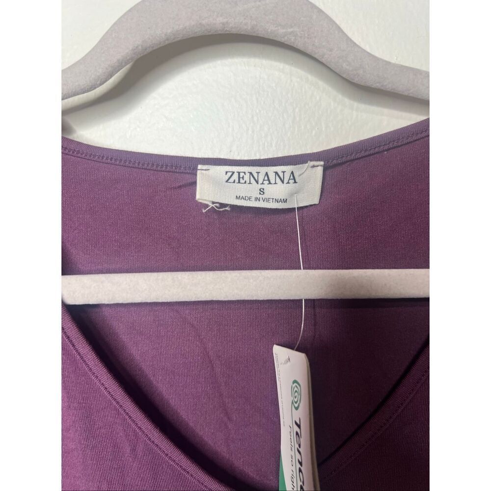 Zenana Purple Tencel V-neck Tee Shirt NWT! Sz S - Picture 2 of 9